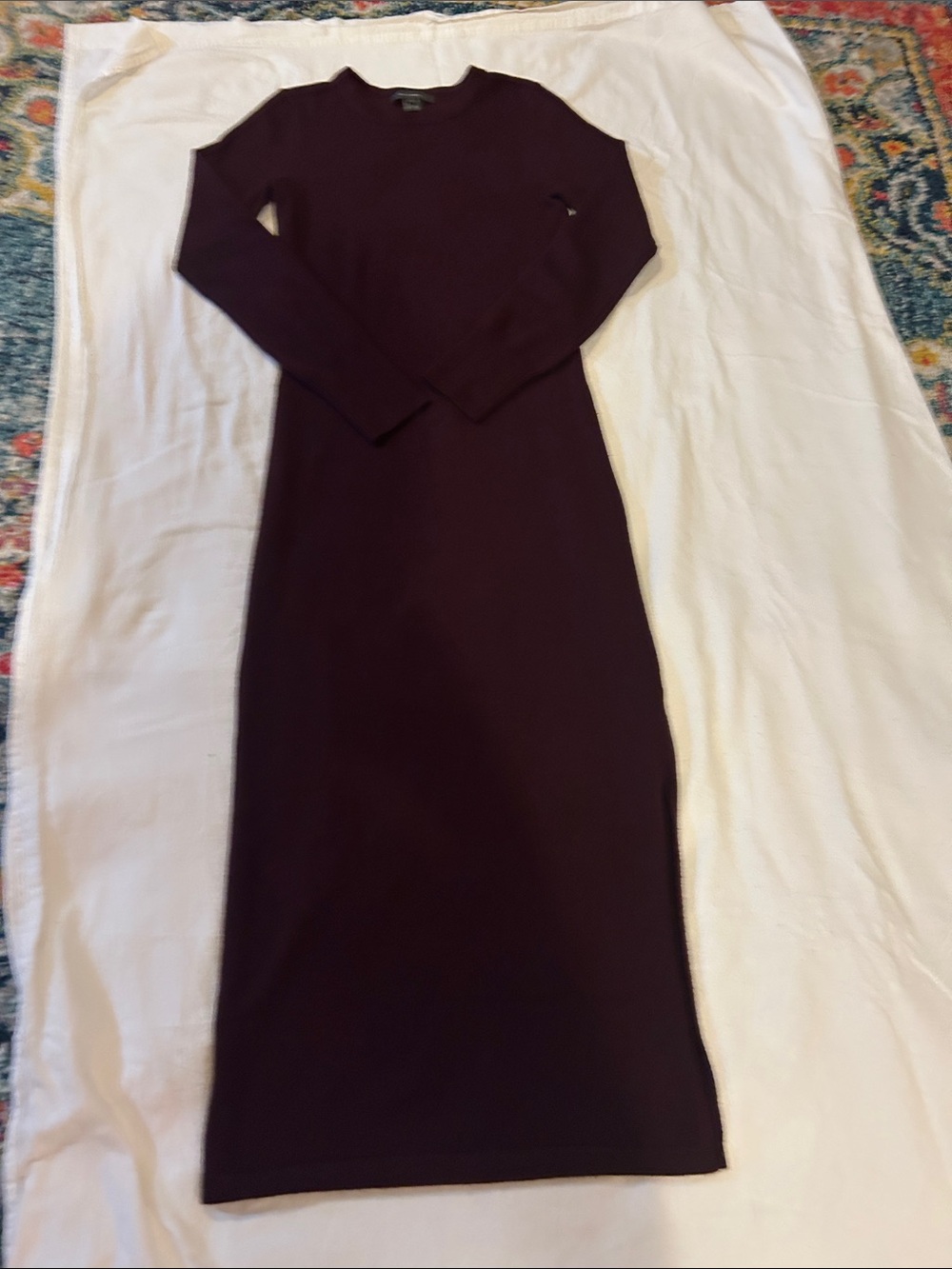 Women's Long Sleeve Knit Midi Dress in Deep Plum